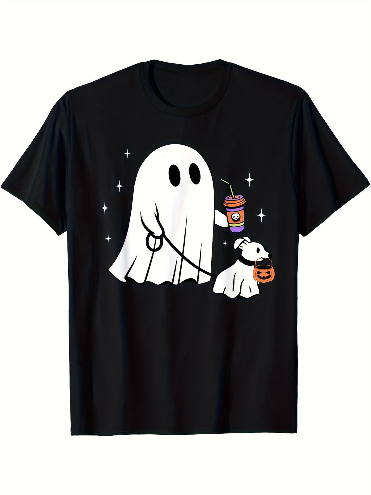Spooky Dog Lover Holding Hands Ghost Walking Pet Halloween Graphic Unisex Tee