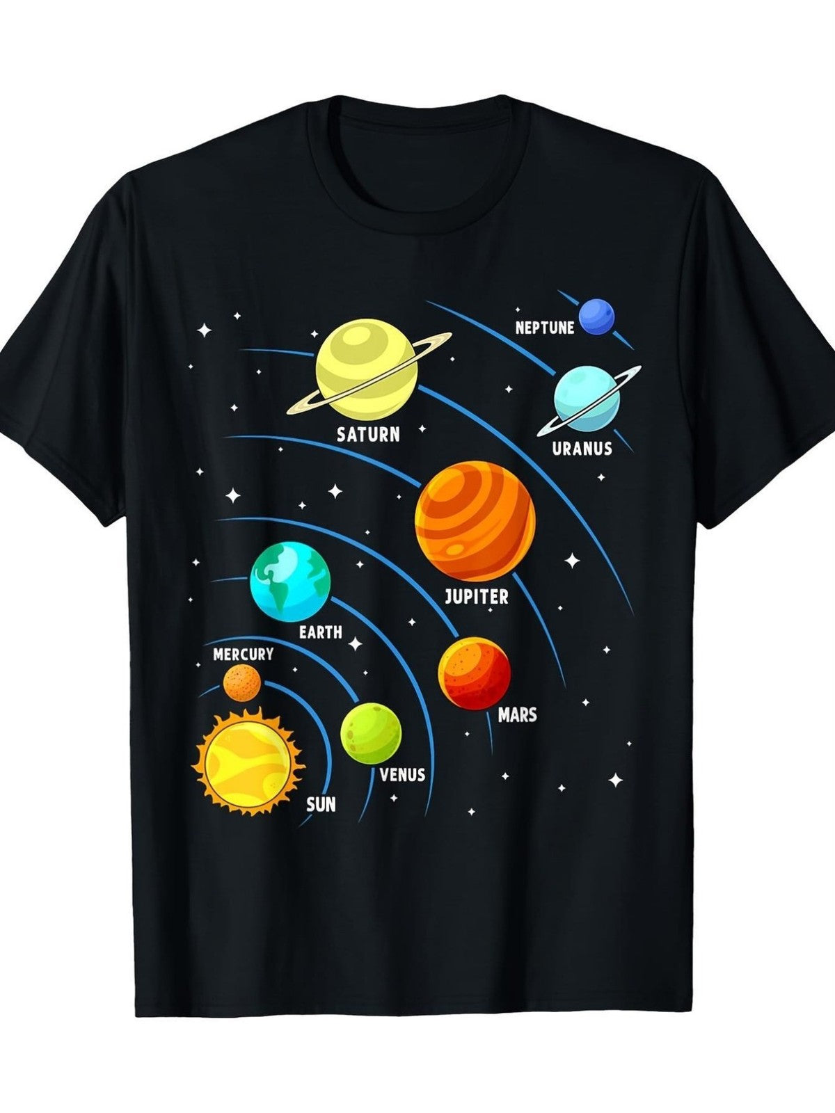 Solar System TShirt Space Science with Colorful Planets and Constellation Labels