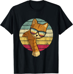 Funny Cat With Sunglasses Vintage Style Design Unisex T-Shirt
