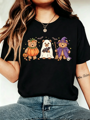 Halloween Teddy Bear Pumpkin Ghost Witch Graphic T-Shirt
