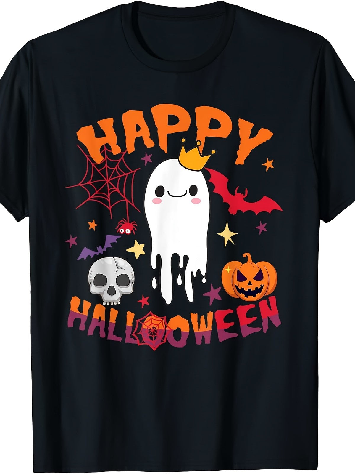 Happy Halloween Cute Spooky Ghost Pumpkin Fall Holiday Graphic Unisex Tee