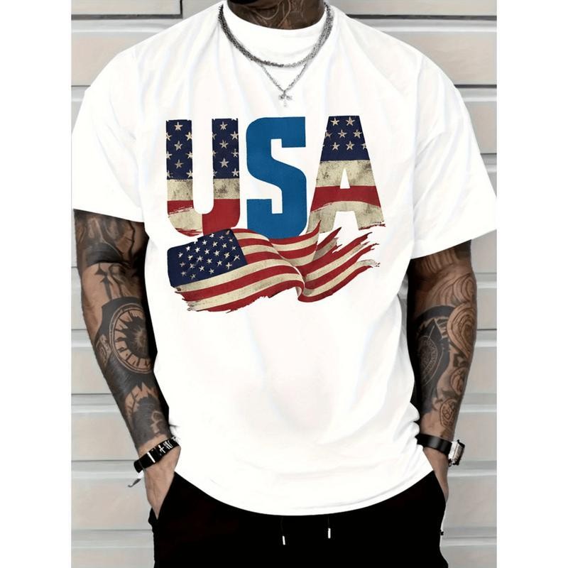 American Independence Day Tshirt short sleeved flag print patriotic tee