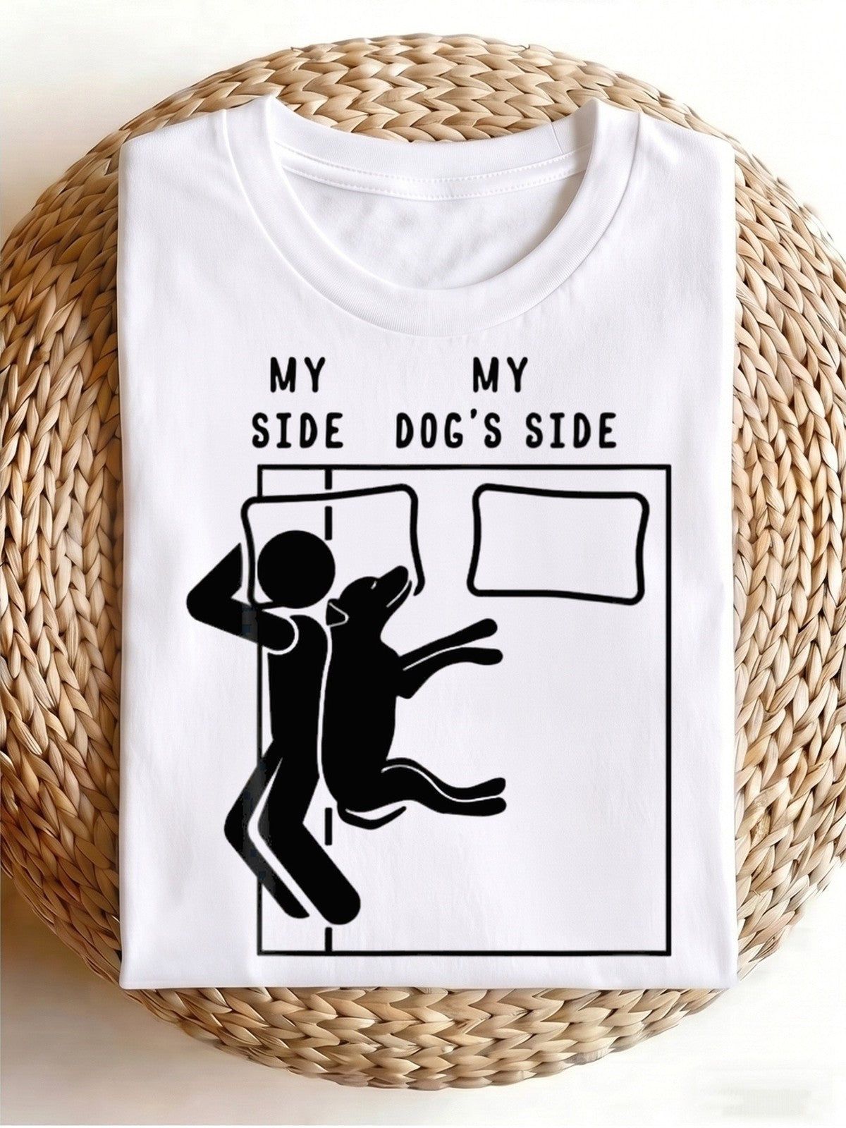 My Side My Dog's Side Funny Cute Dog Bed Lover Gift Tee Pet Owner Shirt