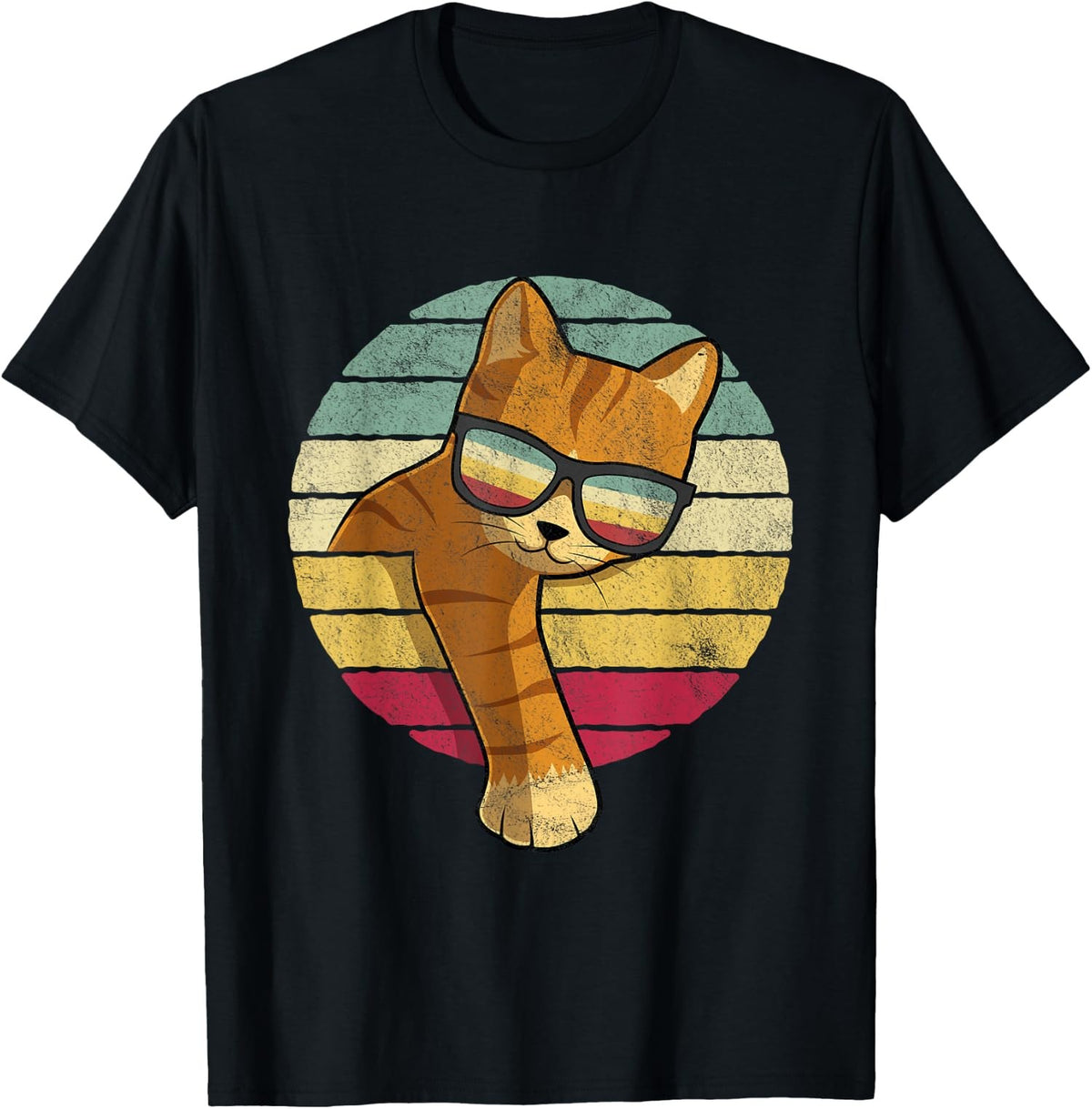 Funny Cat With Sunglasses Vintage Style Design Unisex T-Shirt
