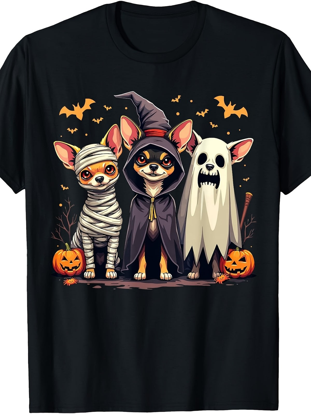 Retro Cute Chihuahua Halloween Costume Mummy Witch Ghost Dog Lover T-Shirt