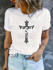 Jesus Paid It All T-Shirt Cross Christian Faith Graphic Tee