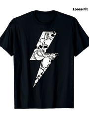 Men's Vintage Gothic Skull & Lightning Bolt Graphic T-Shirt