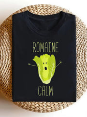 Funny Romaine Calm T-Shirt Cute Lettuce Pun Graphic Tee