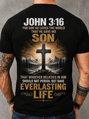 Christian Jesus T-Shirt for Men John 3:16 Bible Verse Cross Graphic Tee