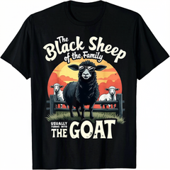 "Black Sheep Family" Goat Graphic T-Shirt – Men's Casual Crew Neck Tee