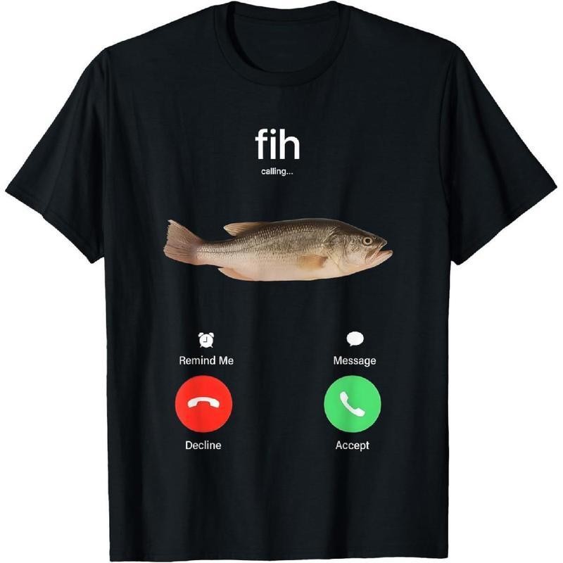 Funny Fih Calling Remind me Message Decline Accept Phone Call Fish TShirts