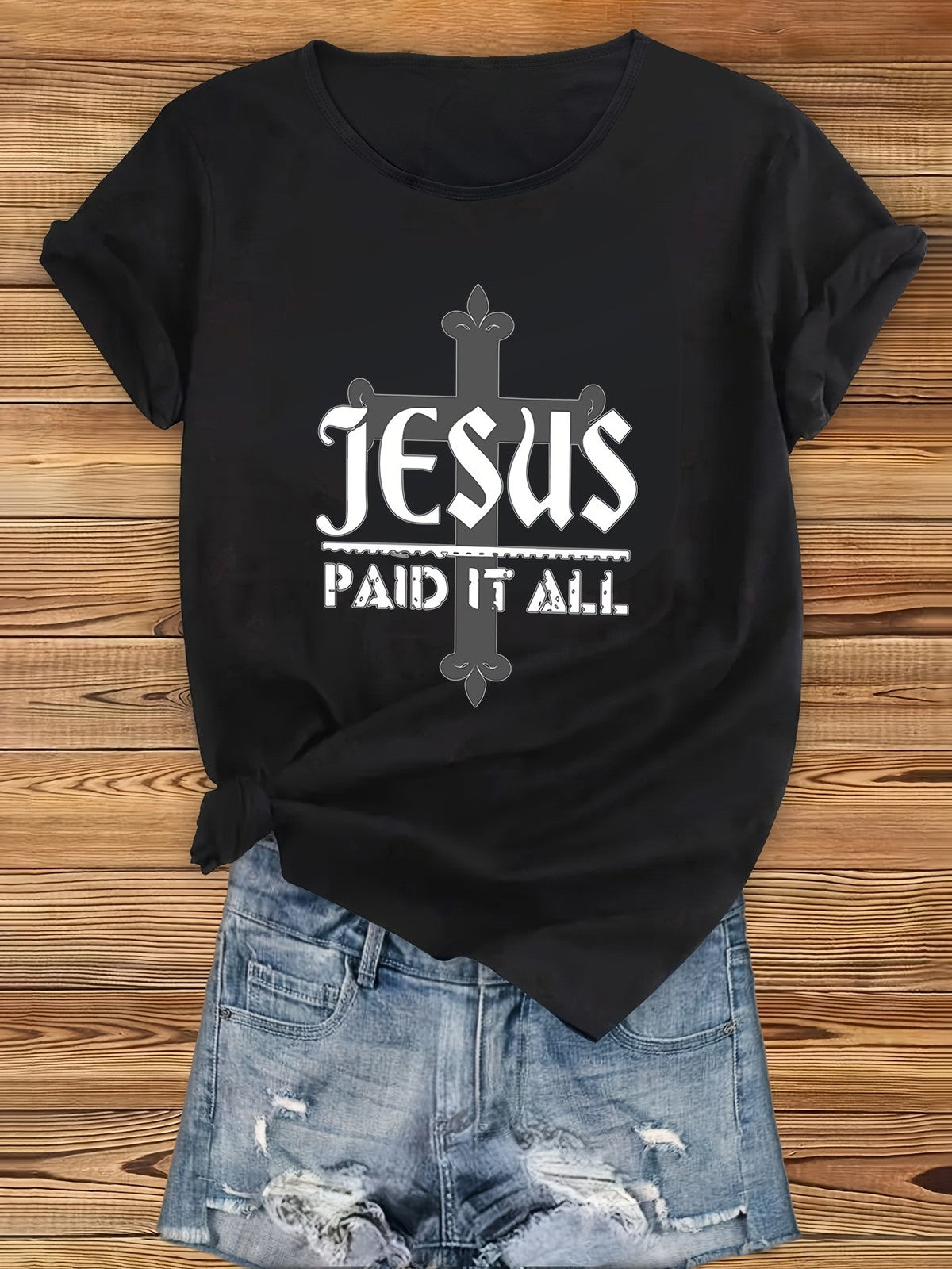 Jesus Paid It All T-Shirt Cross Christian Faith Graphic Tee