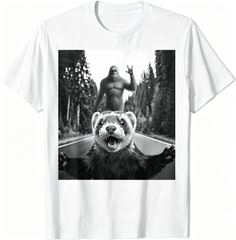 Ferret Selfie With Bigfoot Funny Cute Animal Gifts Unisex T-Shirt