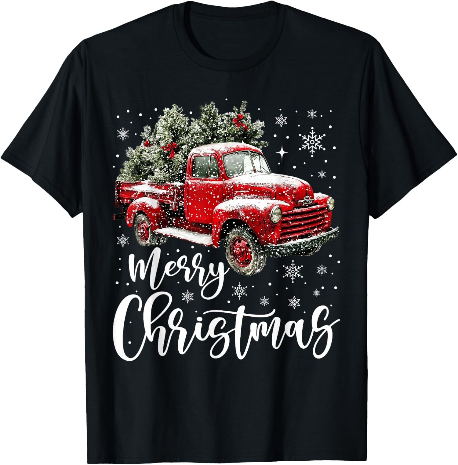 Merry Christmas Red Truck Family Matching Christmas Unisex T-Shirt
