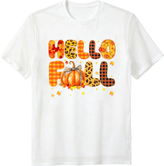 Autumn Printed - Black Pumpkin Leopard Print, HELLO FALL Text