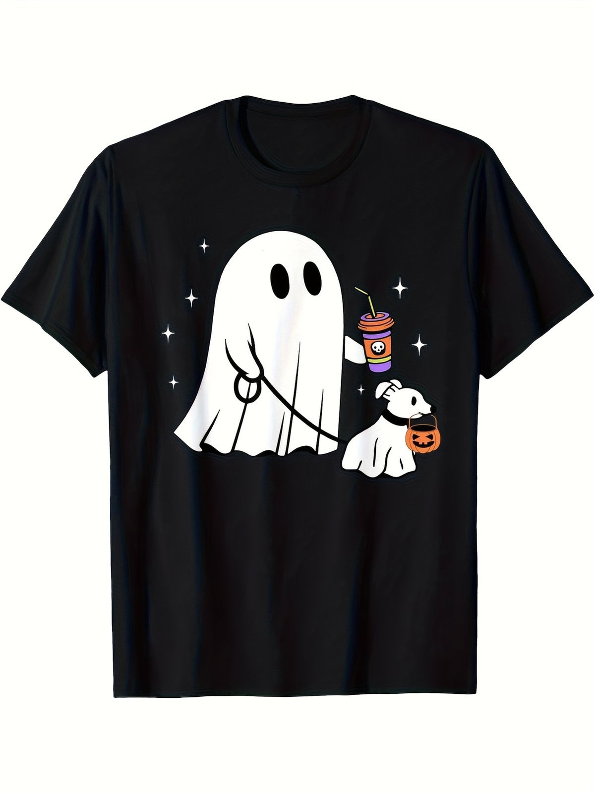 Spooky Dog Lover Holding Hands Ghost Walking Pet Halloween Graphic Unisex Tee