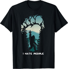 I Hate People Bigfoot Footprint Funny Creature Unisex T-Shirt