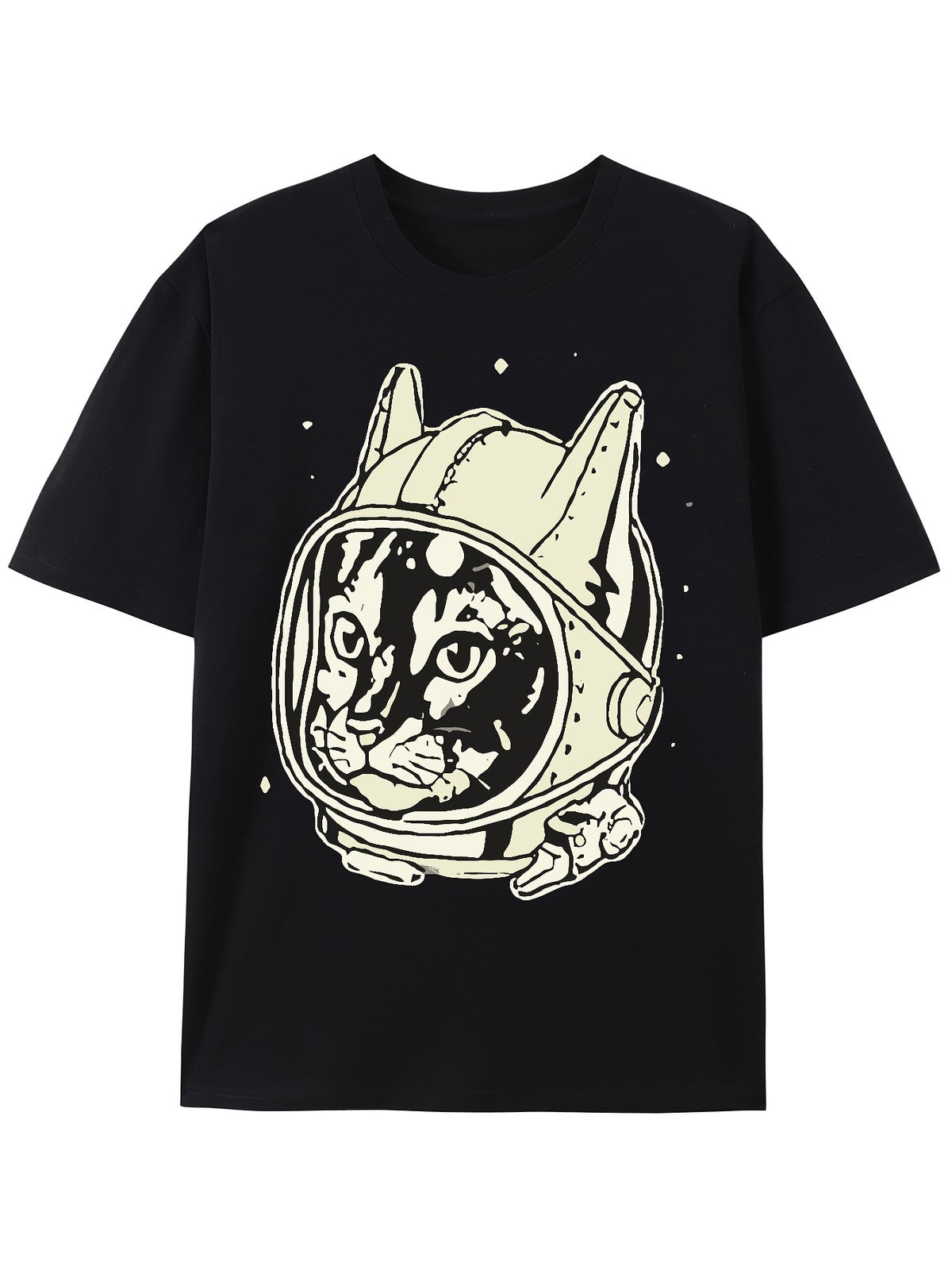 Men's Space Cat TShirt Fun and Cool Graphic Print, Men's T-Shirt