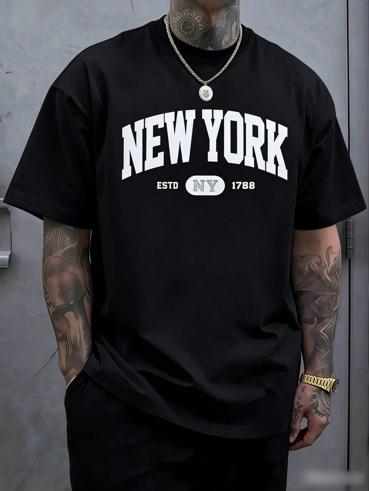 Mens Clothes New York Letter Print White TShirt, Unisex Casual Crew Neck Tshirt