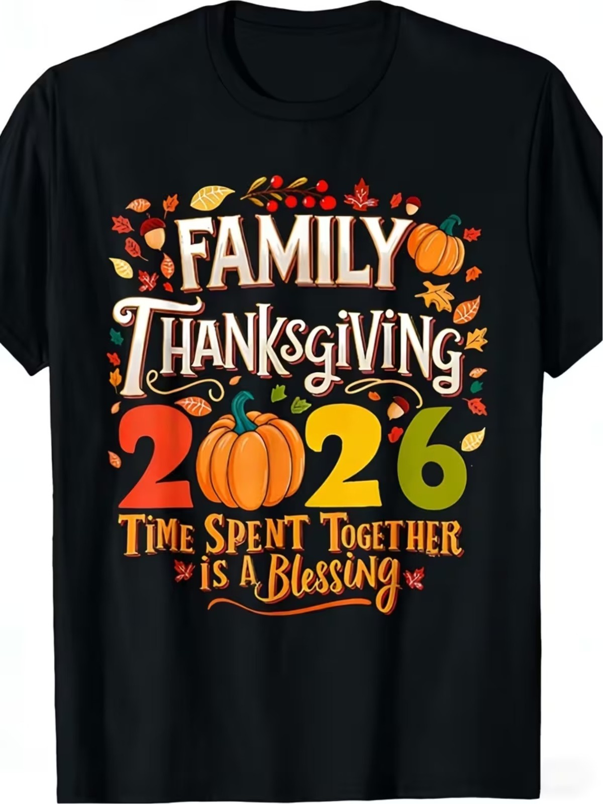 Family Thanksgiving 2026 Time Together Blessing Fall Pumpkin Graphic Unisex Tee