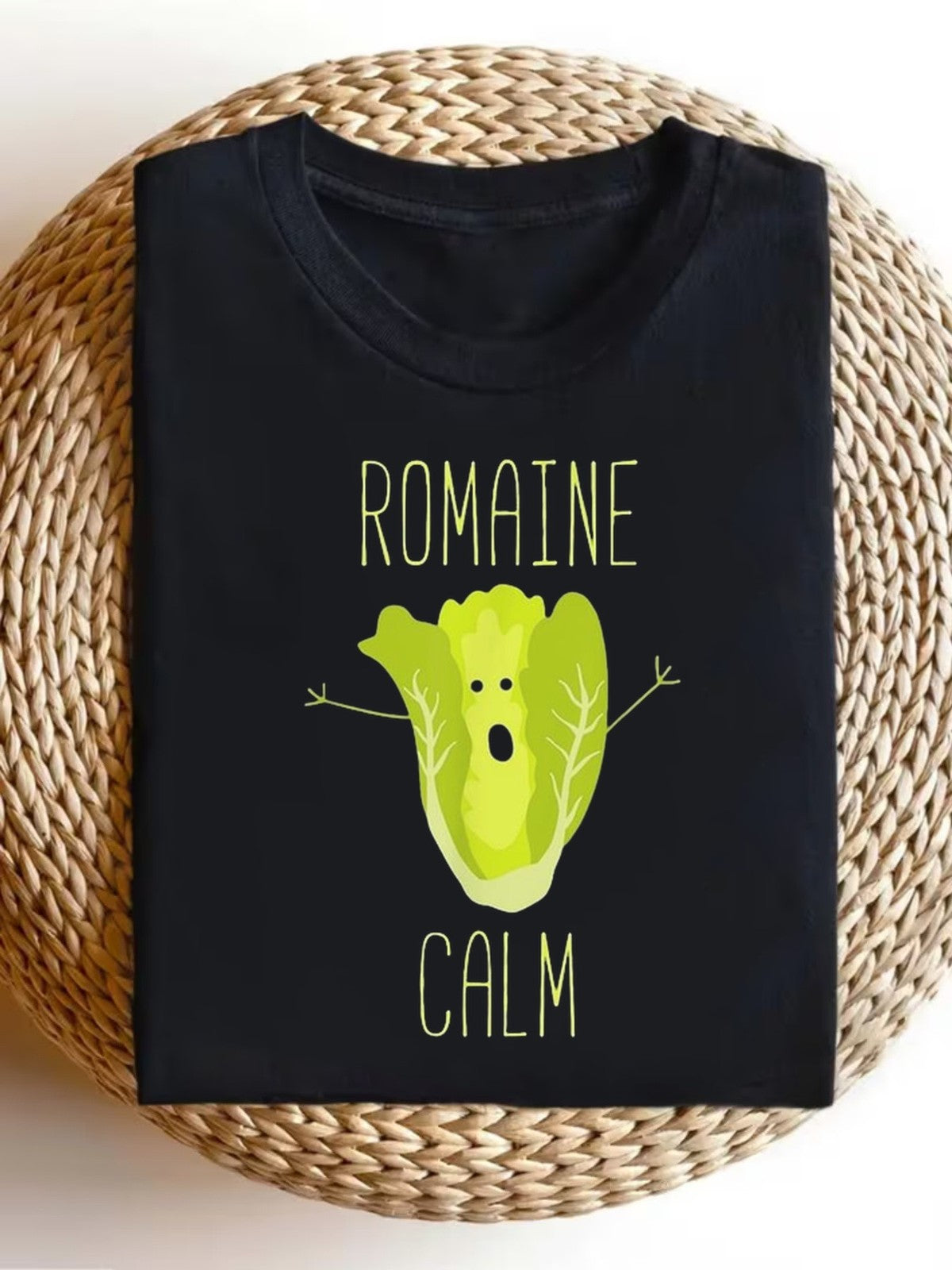Funny Romaine Calm T-Shirt Cute Lettuce Pun Graphic Tee