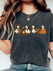 100% Cotton Fall Goose Shirt Autumn Cozy Silly Goose Tshirt Thanksgiving Tee