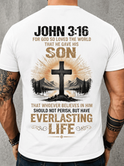 Christian Jesus T-Shirt for Men John 3:16 Bible Verse Cross Graphic Tee