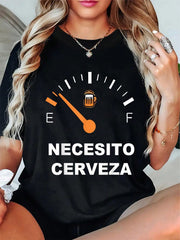 Necesito Cerveza Graphic Crew Neck Tee Unisex Spanish Beer Short Sleeve Top