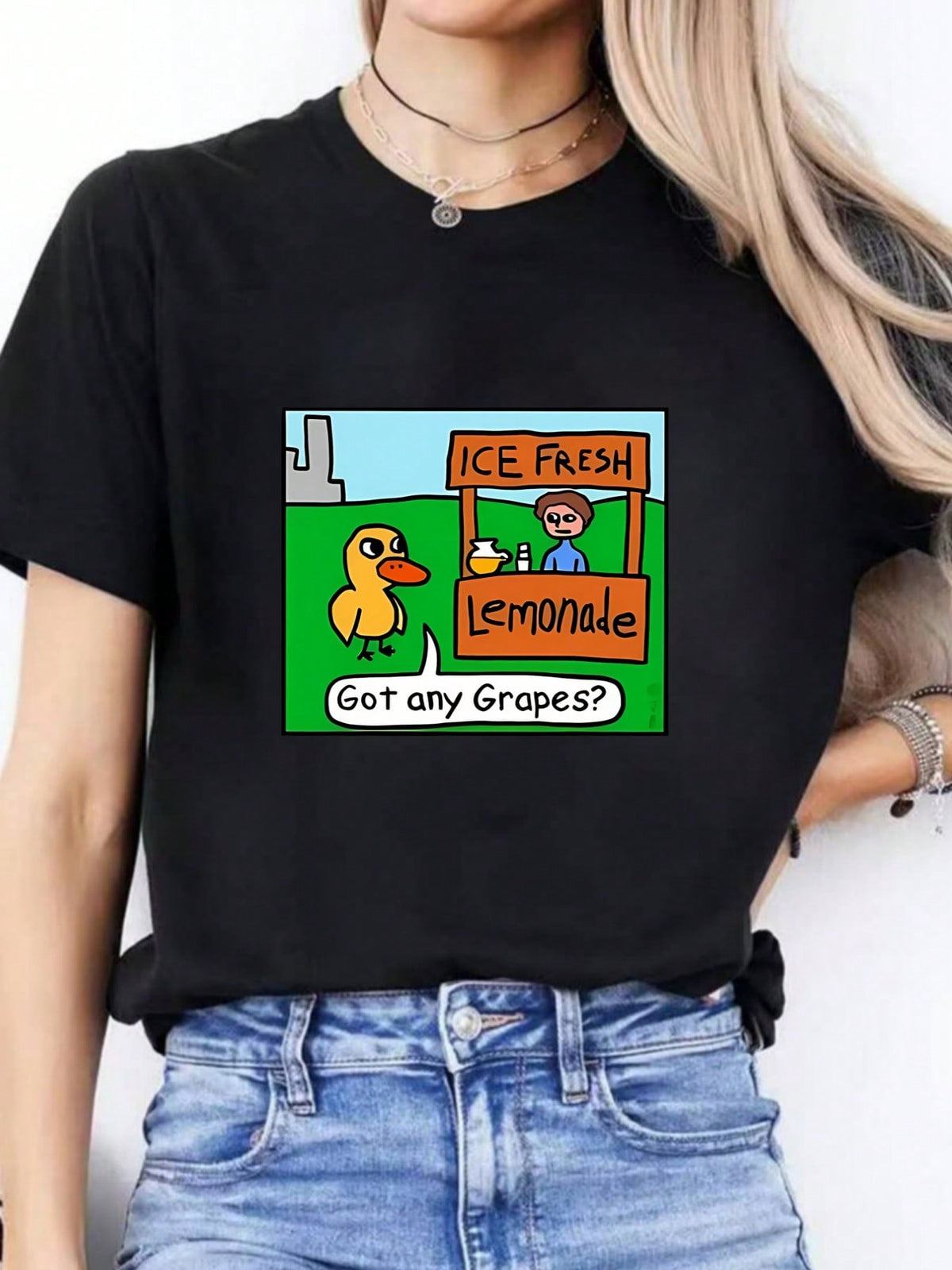Got Any Grapes Graphic Crew Neck Tee Unisex Funny Letter Short Sleeve Top