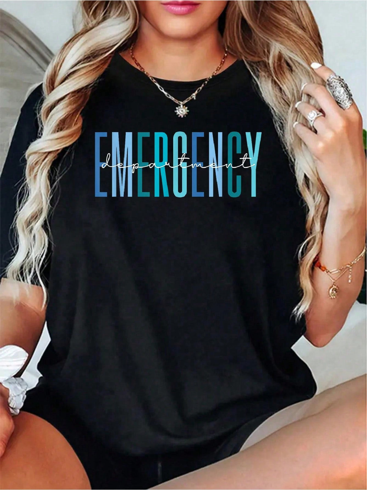 ER Nurse Graphic Crew Neck Tee Emergency Room Breathable Comfort Short Sleeve Top