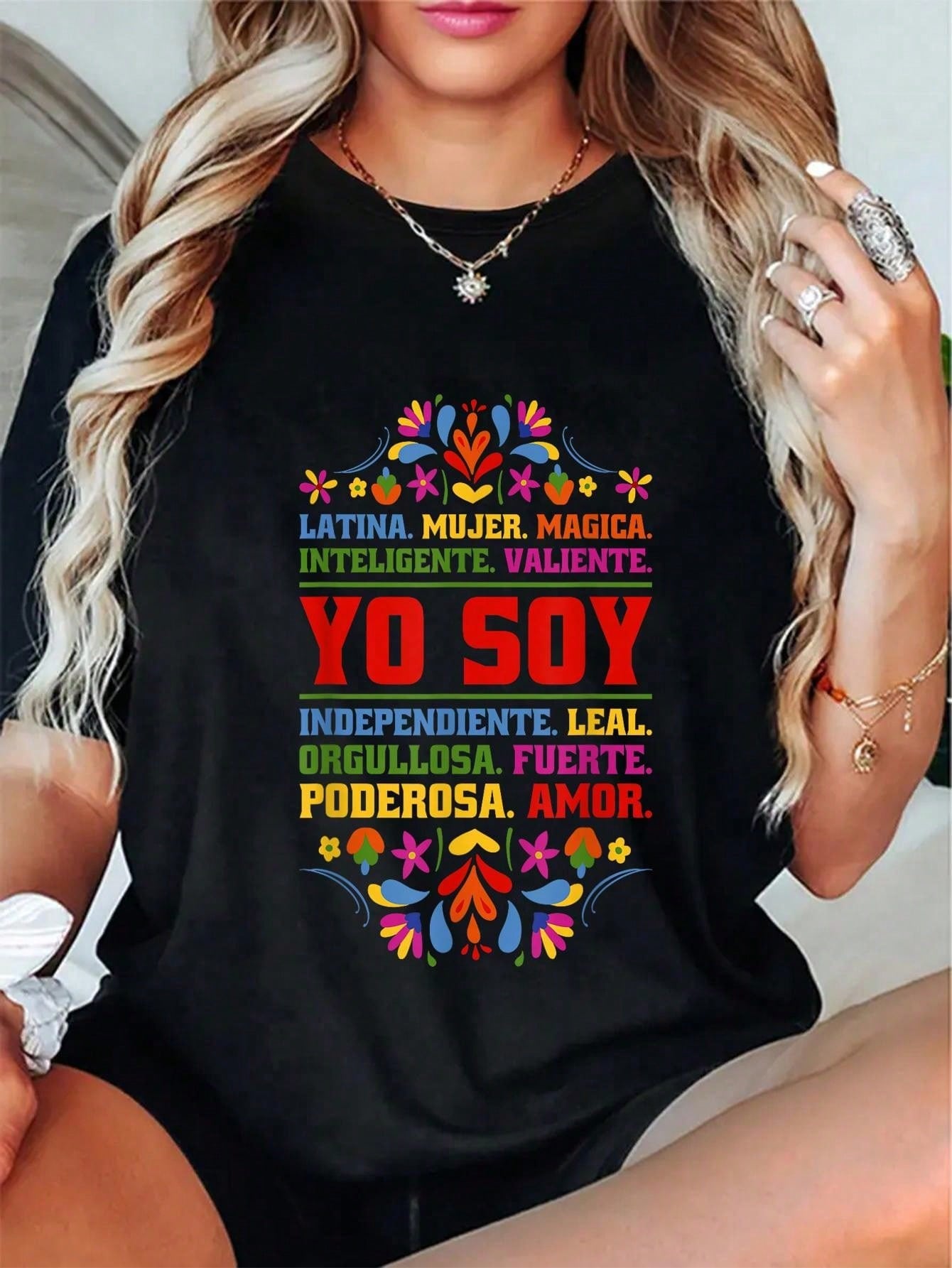 Yo Soy Latina Hispanic Heritage Month Print Cotton Short Sleeve Tee Unisex Top