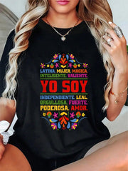 Yo Soy Latina Hispanic Heritage Month Print Cotton Short Sleeve Tee Unisex Top