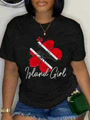 Trinidad Tobago Flag Pride Roots Print Cotton Short Sleeve Tee Unisex Crew Neck Top