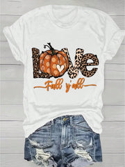 Thanksgiving Animal Letter Print Short Sleeve Tee Spring Summer Crew Neck Top