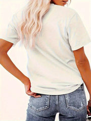 Estoy En Modo No Me Importa Spanish Quote Print Short Sleeve Tee Crew Neck Top