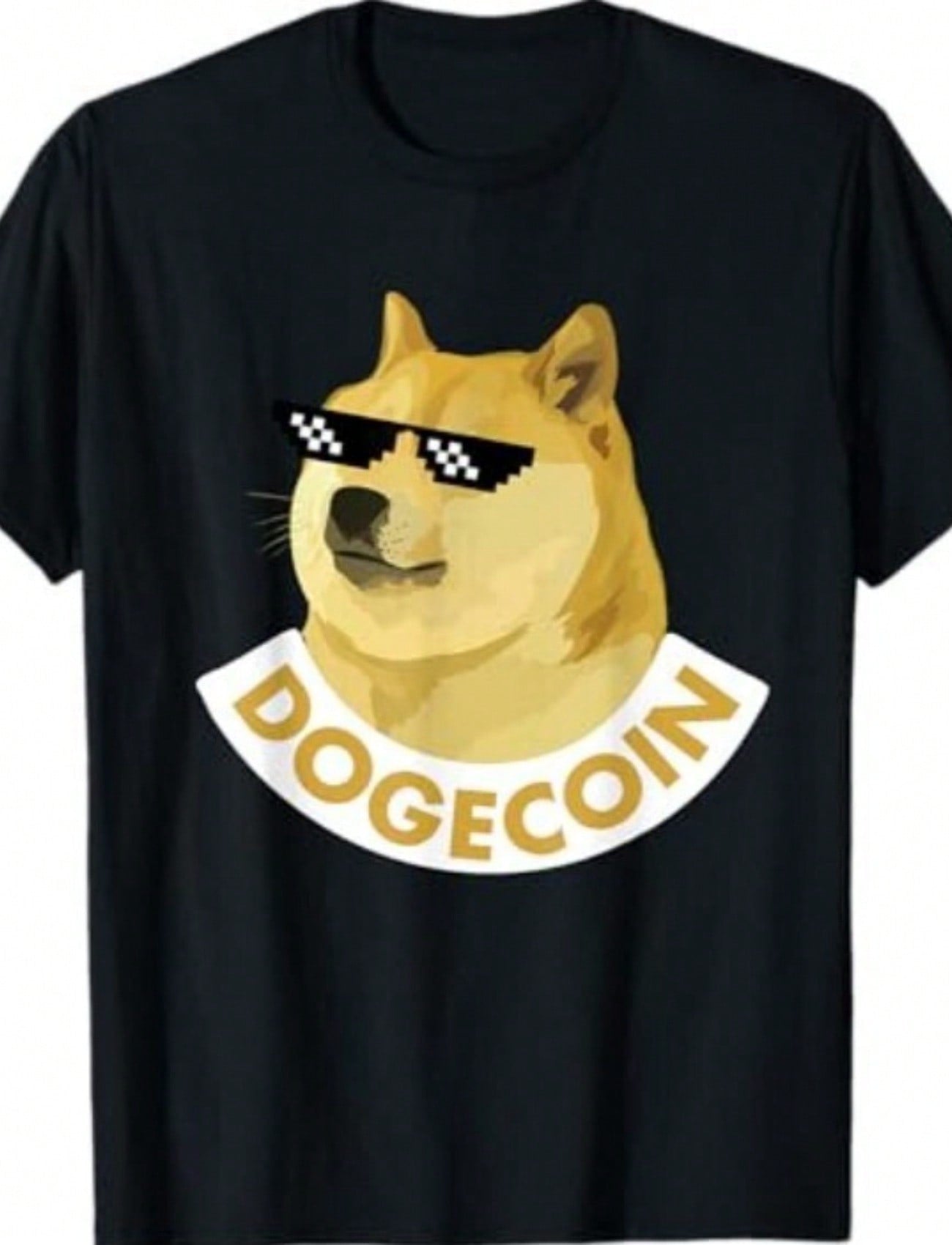 Dogin Cool Dog Print Short Sleeve Tee Unisex Crew Neck Casual Top