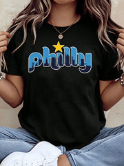 Philly Philadelphia City Skyline Print Short Sleeve Tee Unisex Cotton Top