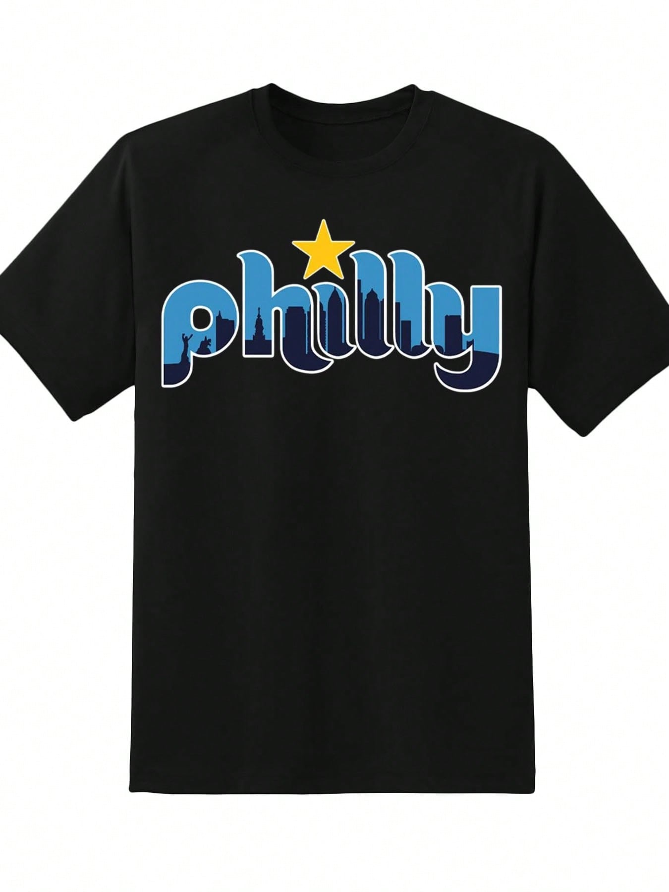 Philly Philadelphia City Skyline Print Short Sleeve Tee Unisex Cotton Top