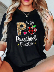 Preschool Director Graphic Crew Neck Tee Daycare Appreciation Back To School Cotton Top
