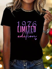 1976 Graphic Crew Neck Tee Mothers Day Birthday Retro Short Sleeve Top