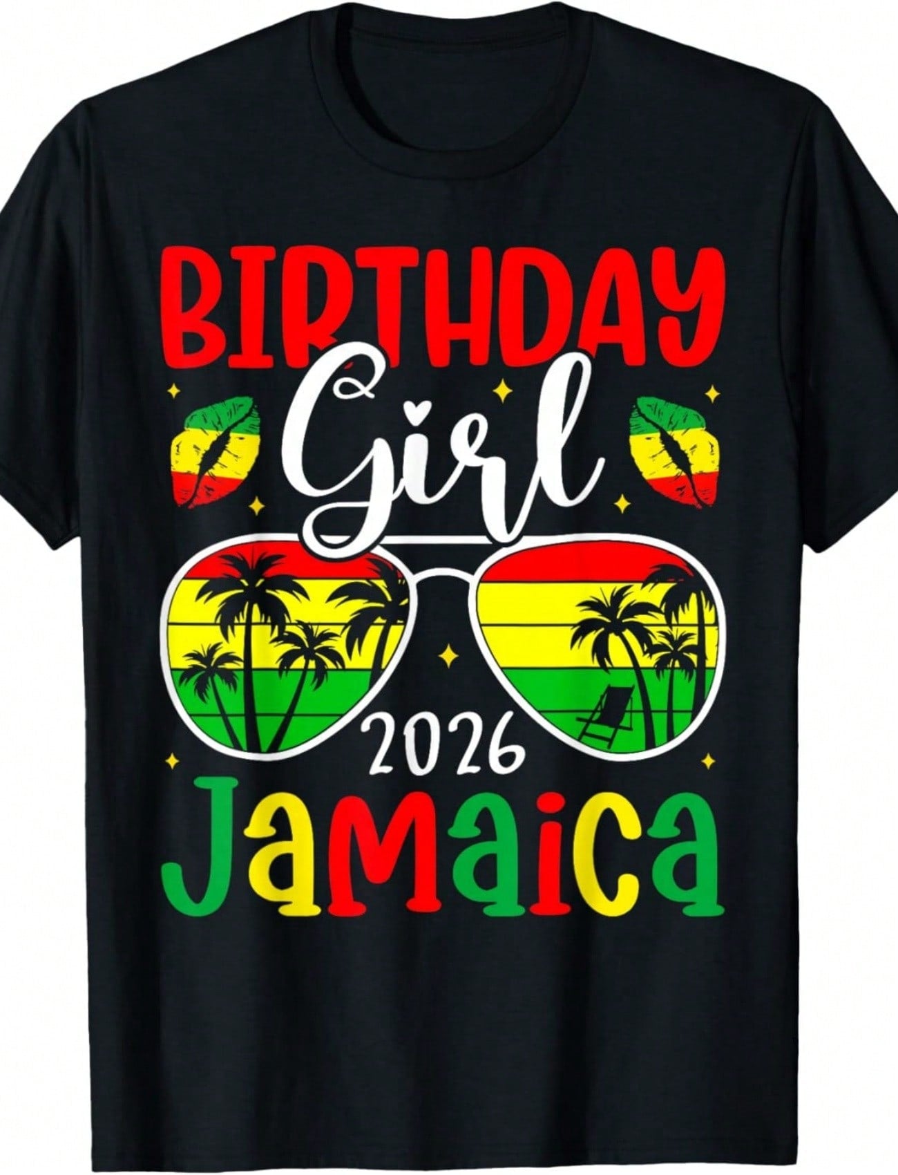 Jamaica Birthday Squad 2026 Print Short Sleeve Tee Birthday Trip Crew Neck Top