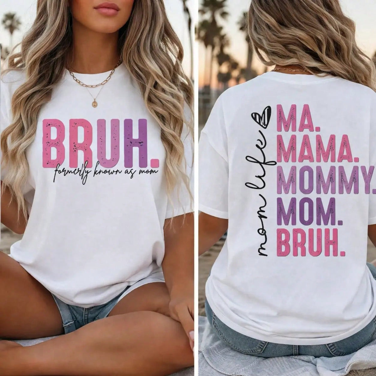 Funny Mother's Day Graphic Tee for Women, Mom Life BRUH Shirt, Mama Mommy Mom Quote T-Shirt, Casual Short Sleeve Crew Neck Top, Trendy Graphic Gift Tee