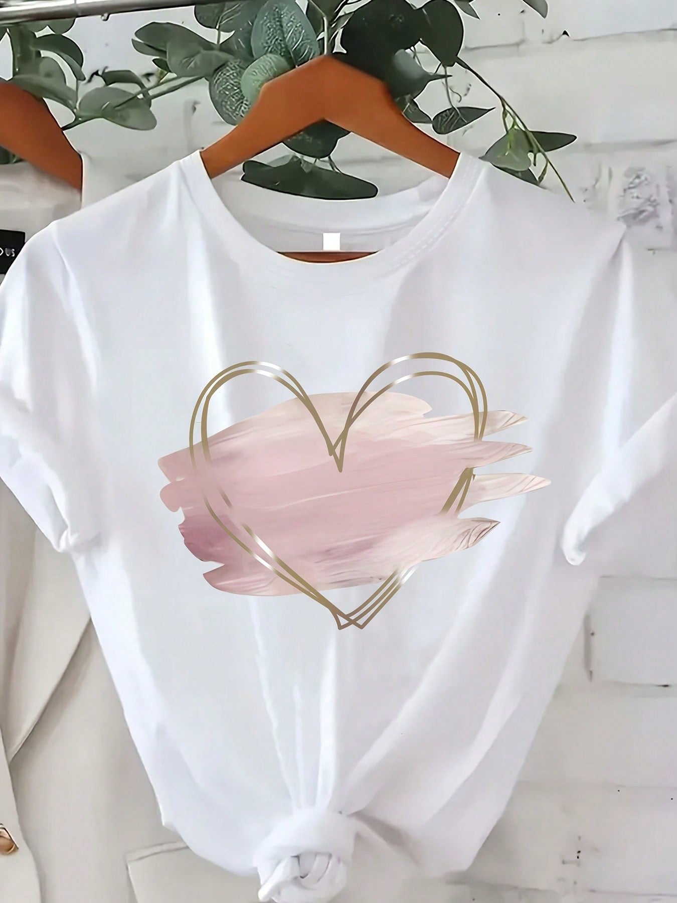 African Style Heart Geometric Graphic Crew Neck Tee Oversized Spring Fall Top