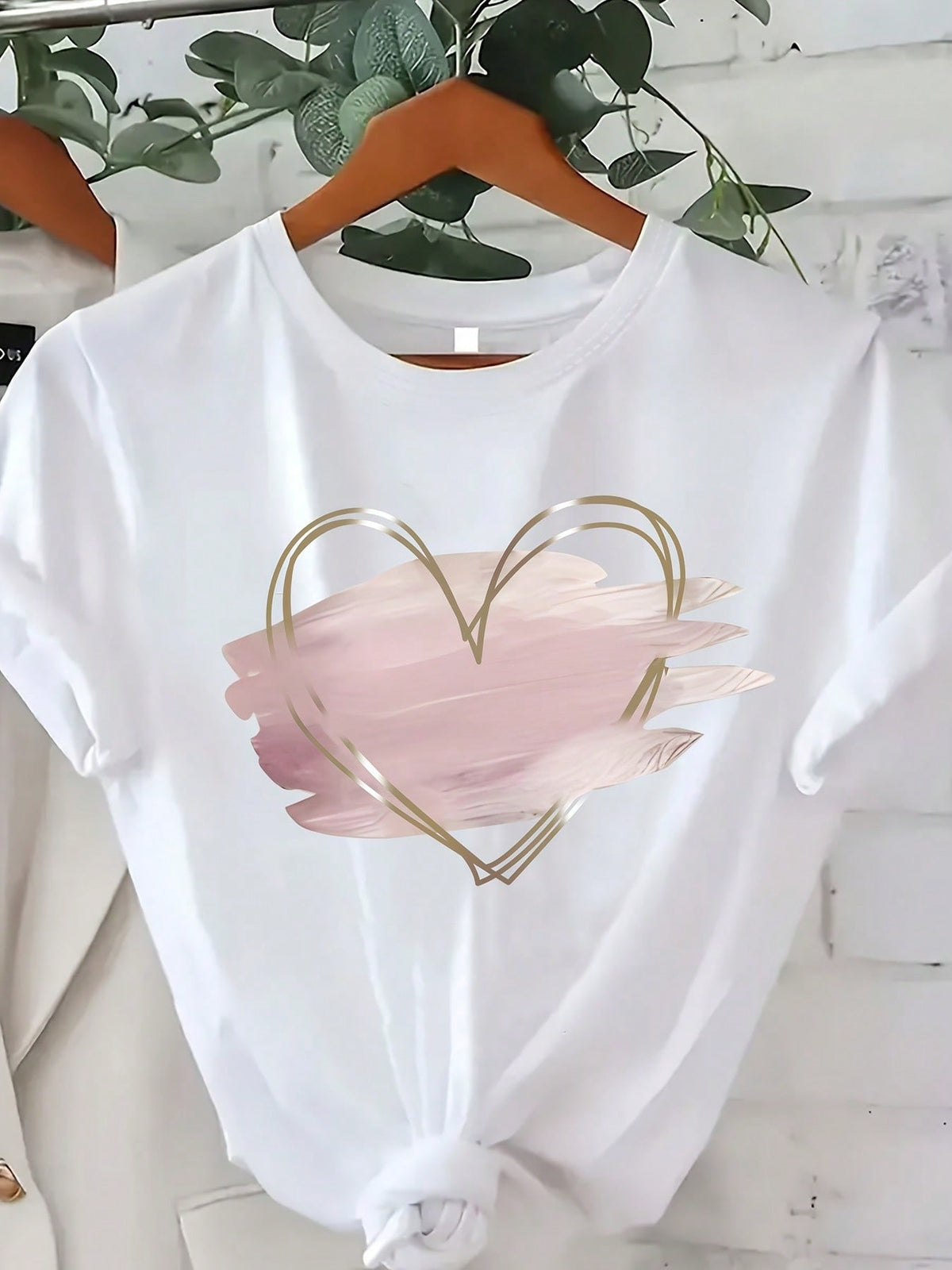 African Style Heart Geometric Graphic Crew Neck Tee Oversized Spring Fall Top