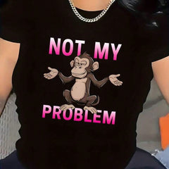 Funny Monkey Graphic Crew Neck Tee Washable Short Sleeve Top