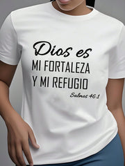 Biblical Verse Print Oversized Loose Short Sleeve Tee Summer Crew Neck Top