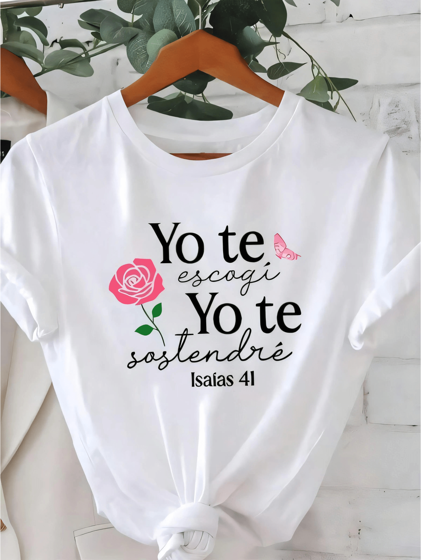 Yo Te Escogi Yo Te Sostene Isaiah 41 Print Short Sleeve Tee Crew Neck Top