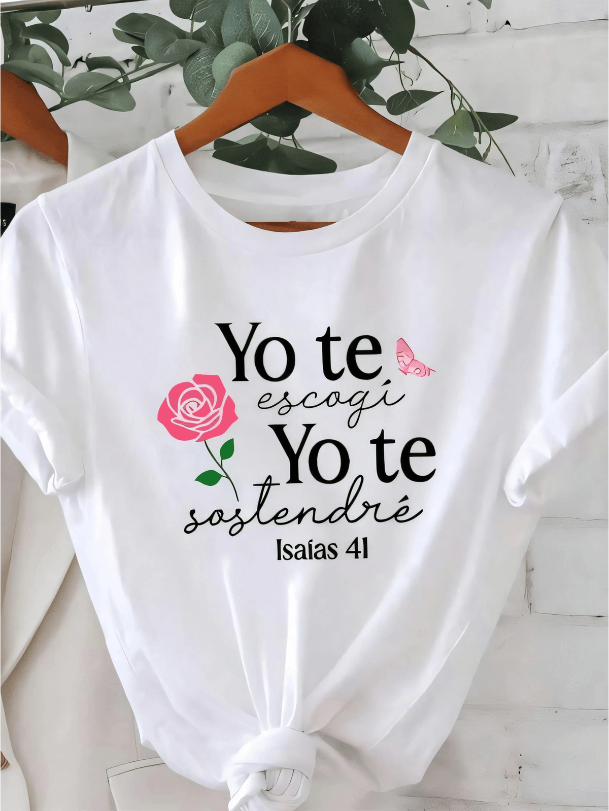 Yo Te Escogi Yo Te Sostene Isaiah 41 Print Short Sleeve Tee Crew Neck Top