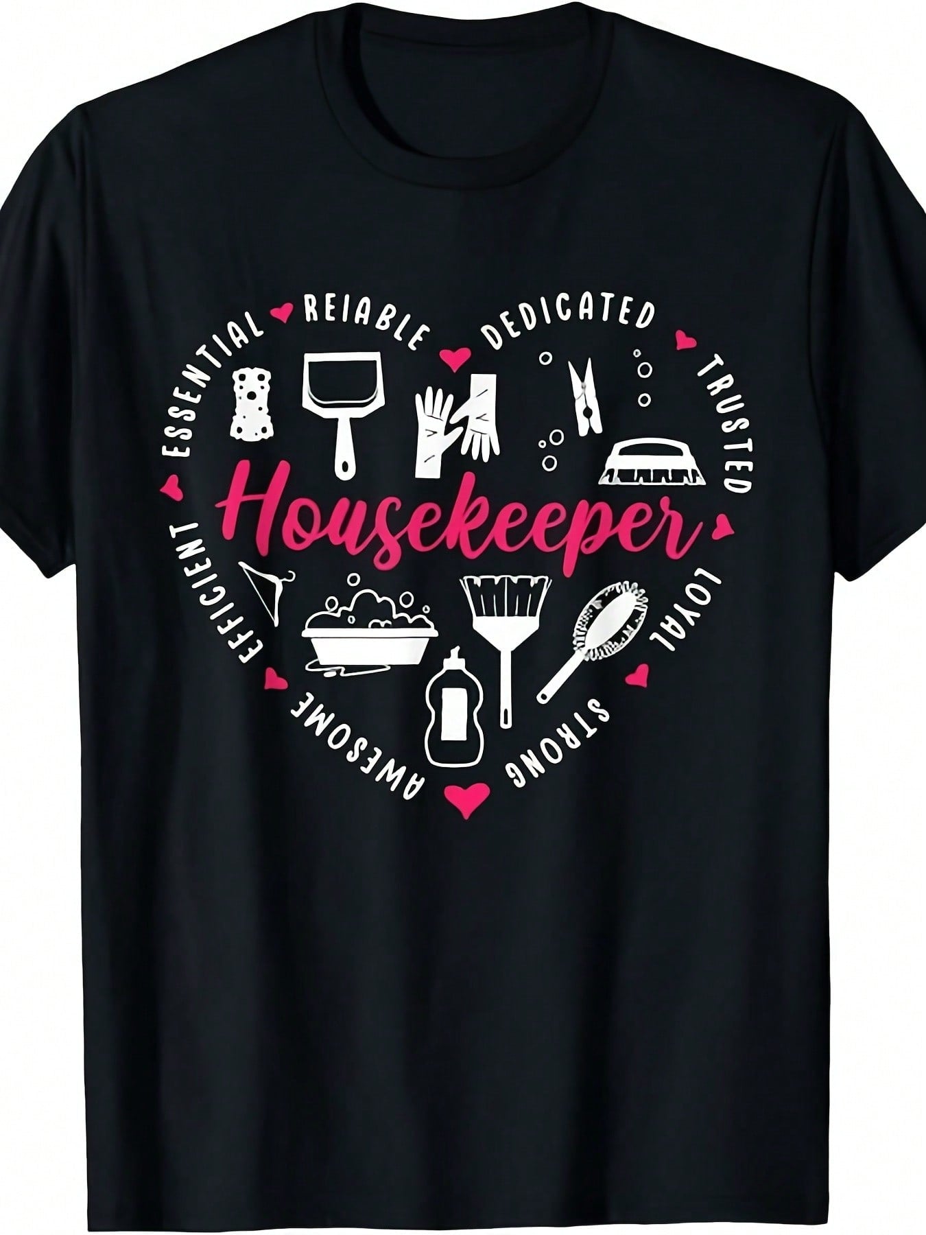 Housekeeper Heart Graphic Crew Neck Tee Housekeeping Unisex Short Sleeve Top