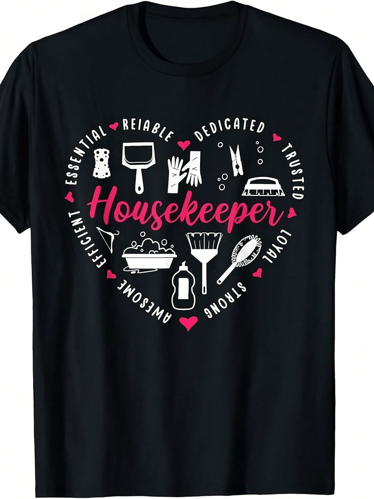 Housekeeper Heart Graphic Crew Neck Tee Housekeeping Unisex Short Sleeve Top